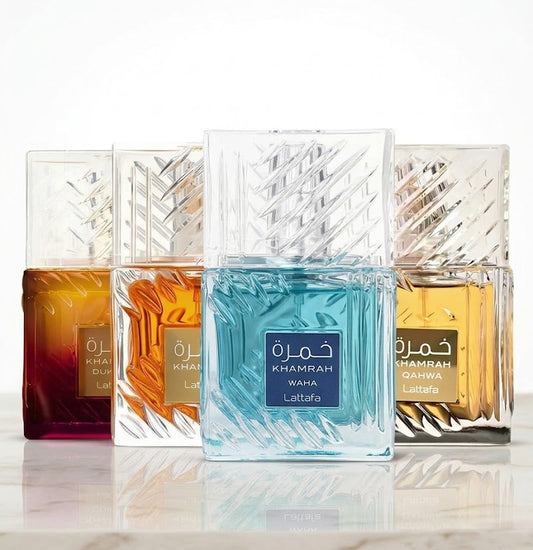 COMBO PACK OF 4 -Lattafa Khamrah WAHA ,Khamrah Regular , Khamrah Qahwa , Khamrah Dukhan Eau De Parfum For Unisex
