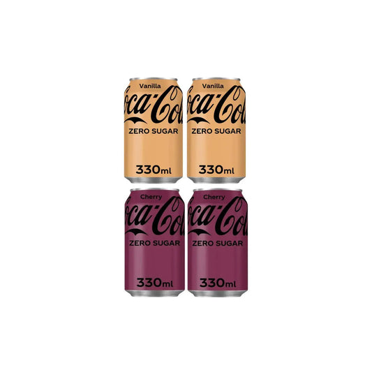 Coca Cola Cherry Zero Sugar Drink Imported 330ml + Coca Cola Vanilla Zero Sugar Drink Imported 330ml (Combo Pack)