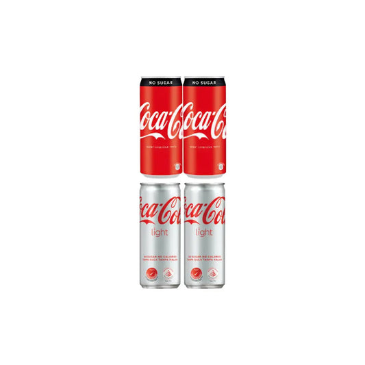Coca Cola Light Drink 330ml Imported + Coca Cola No Sugar Soft Drink Imported (Pack of 4) (Combo Pack)
