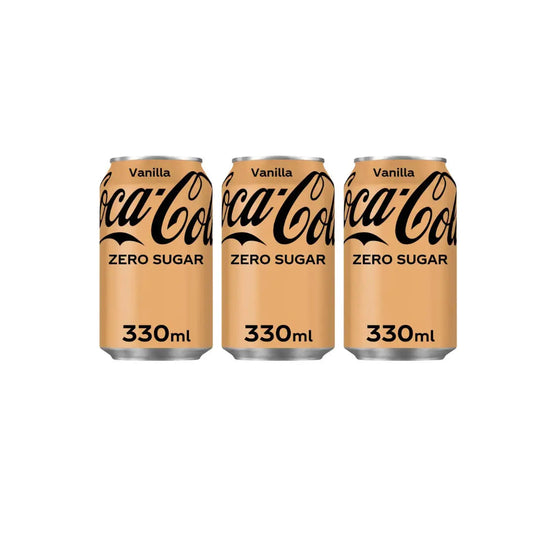 Coca Cola Vanilla Zero Sugar Drink Imported 330ml (Imported) -(Pack of 3)