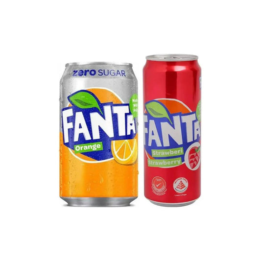 Fanta Zero Sugar Drink Imported 330ml + Fanta Strawberry Flavoured Drink, 320ml (Combo Pack)