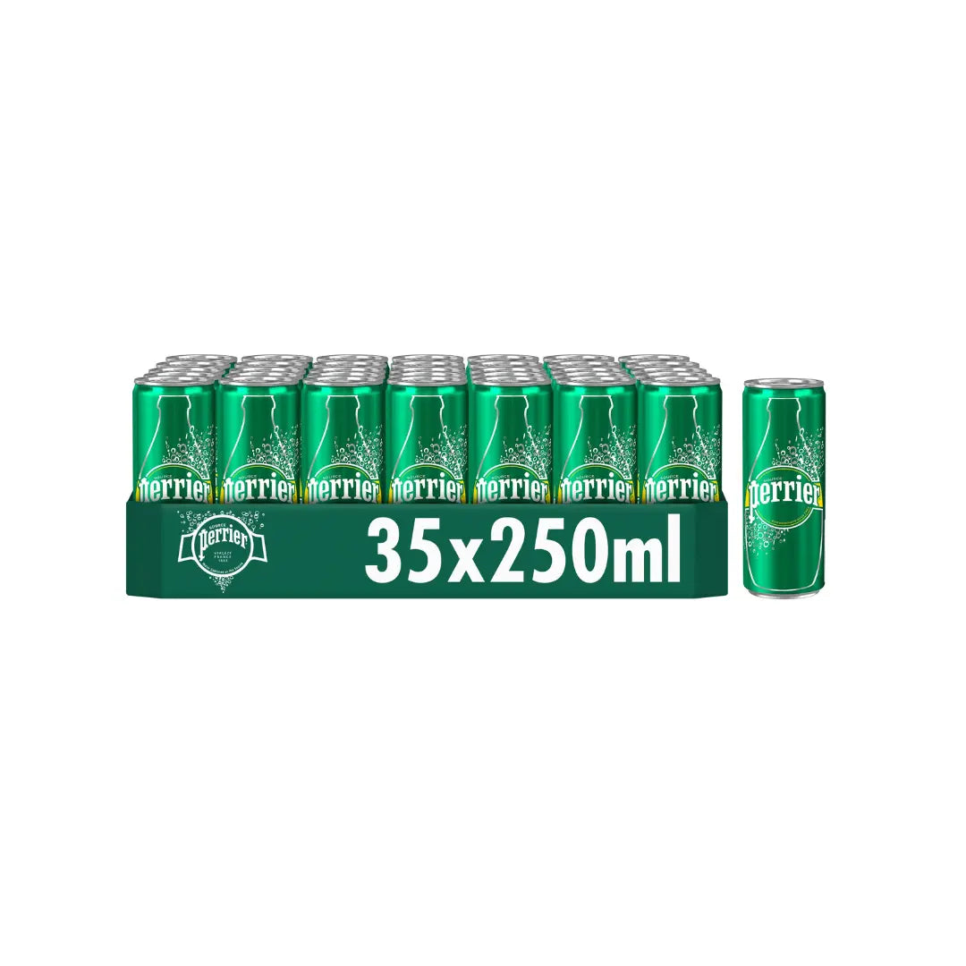 Perrier Sparkling Natural Mineral Water Cans 250 ml (30 Pack Of Cans)